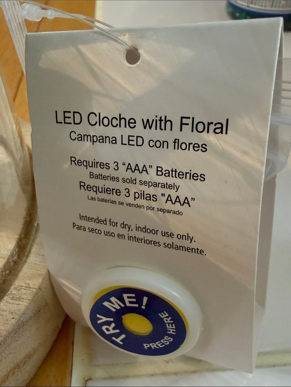 LED Glass Dome with Green Foliage - Unbranded
